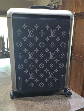 Louis Vuitton Black Monogram Rolling Suitcase with Silver Trim